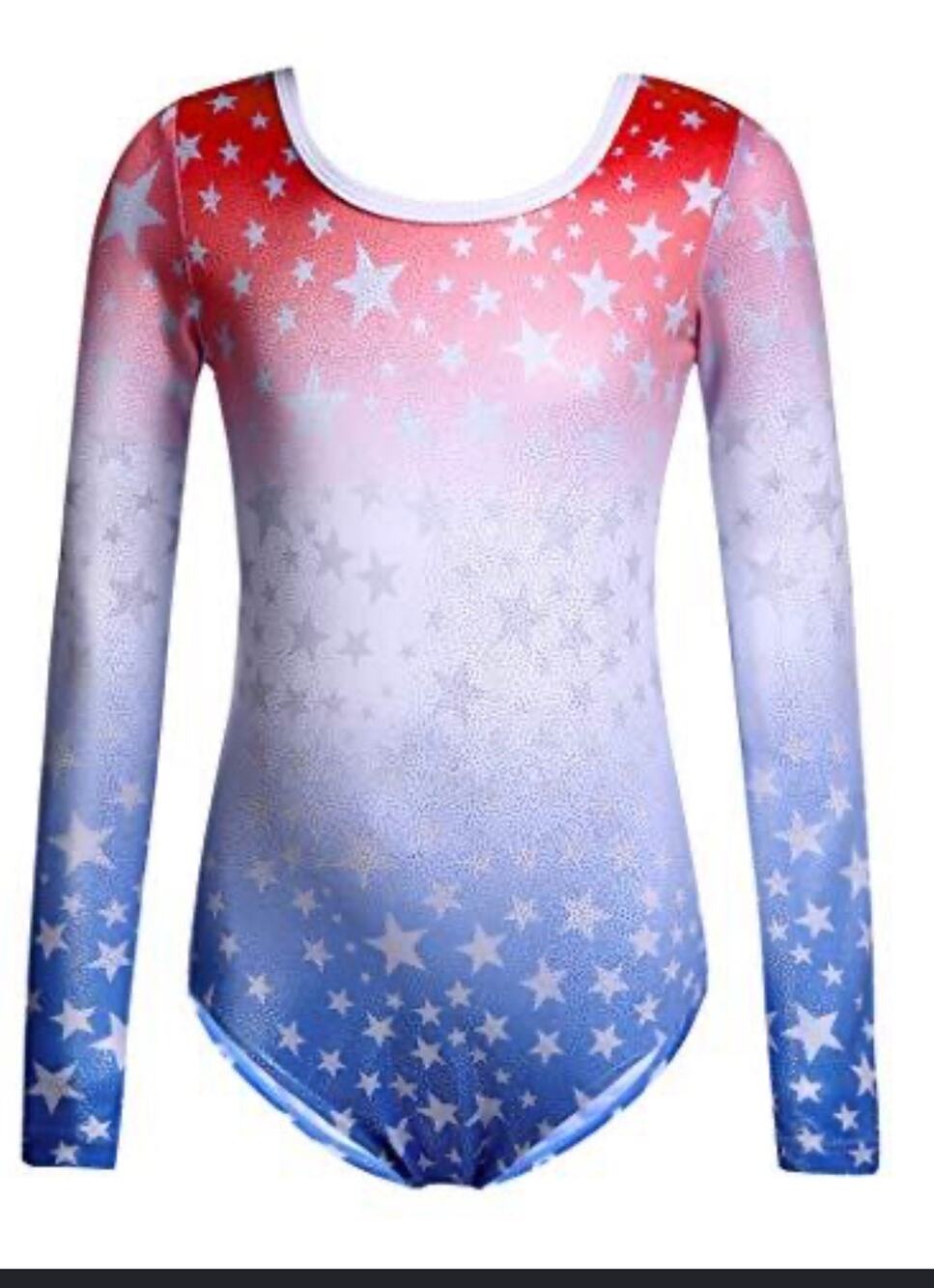USA Stars & Stripes Girls Long Sleeve Gymnastics Leotard Size 160 10-12